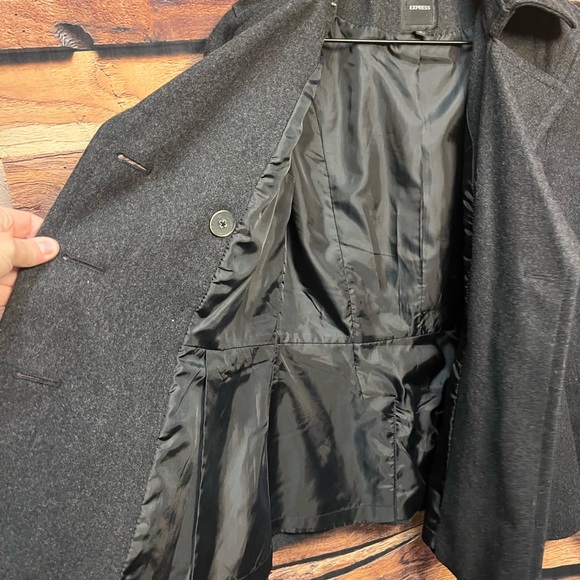 Express Charcoal Double-Breasted Pea Coat - Picture 11 of 16
